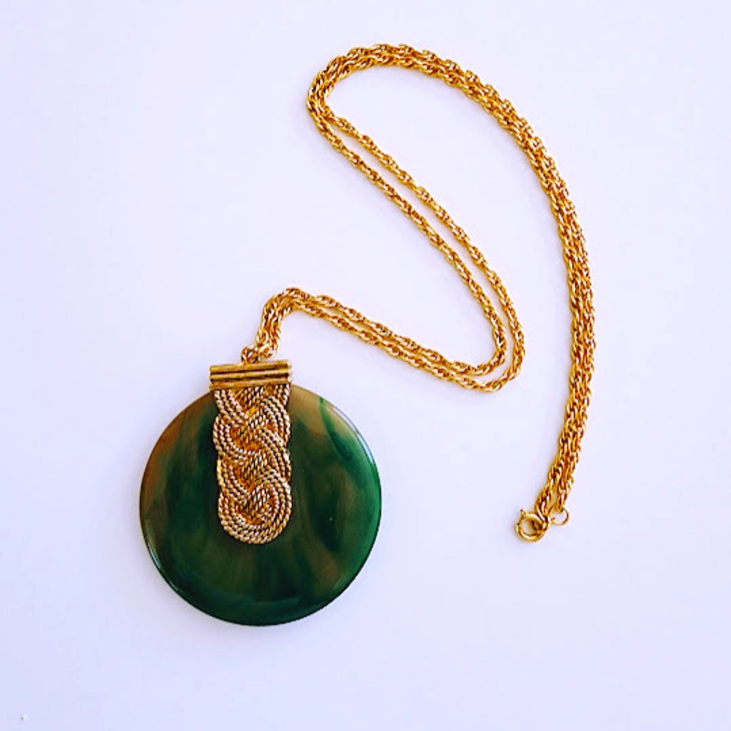 Max Factor Lucite Khara Perfume Solid Pendant Necklace 70$